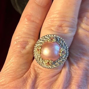 Vintage Judith Ripka Pink Pearl Ring